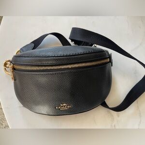 Coach Black Pebble Leather Belt Bag